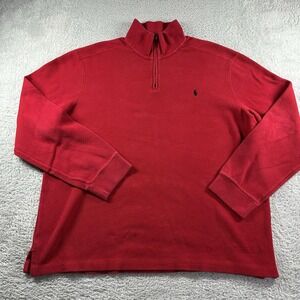 VINTAGE Polo Ralph Lauren Sweater Mens 2xl‎ Red Mock Neck Collar Heavyweight